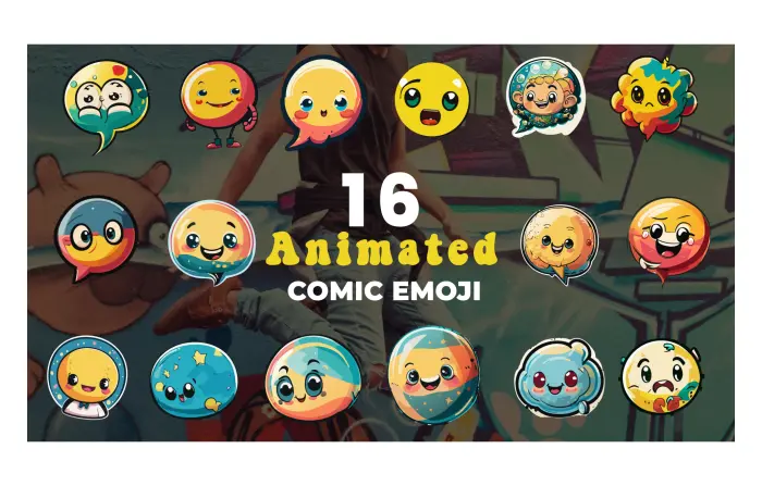 Animated Flat Design Comic Emoji Elements Pack